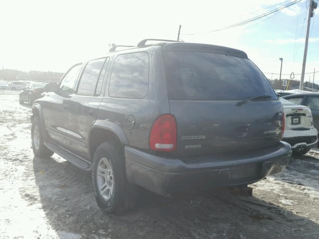 1B4HS48N72F168140 - 2002 DODGE DURANGO SL GRAY photo 3