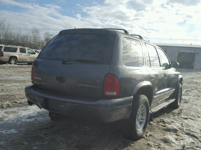 1B4HS48N72F168140 - 2002 DODGE DURANGO SL GRAY photo 4