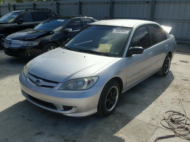 2HGES16595H607401 - 2005 HONDA CIVIC LX GRAY photo 2