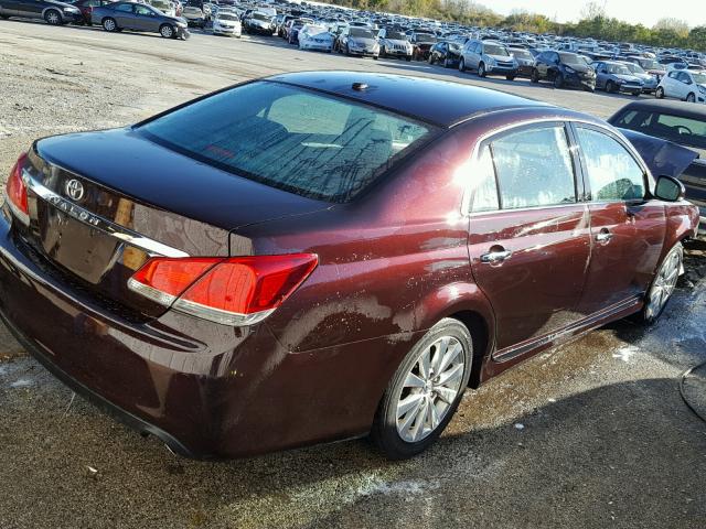 4T1BK3DB7BU412293 - 2011 TOYOTA AVALON BAS MAROON photo 4