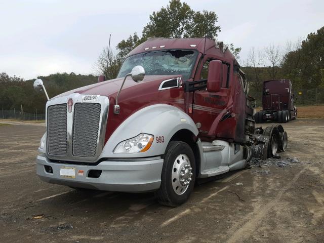 1XKYDP9X4EJ400813 - 2014 KENWORTH CONSTRUCTI BURGUNDY photo 2