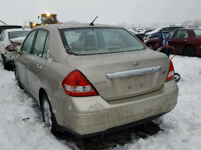 3N1BC11E97L438418 - 2007 NISSAN VERSA S BEIGE photo 3