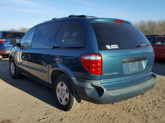 1B4GP25322B589937 - 2002 DODGE CARAVAN SE GREEN photo 3