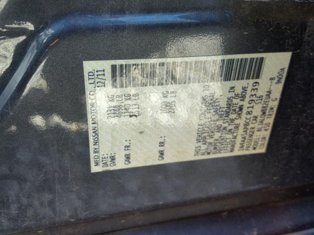 1N4AA5AP8CC819339 - 2012 NISSAN MAXIMA S GRAY photo 10