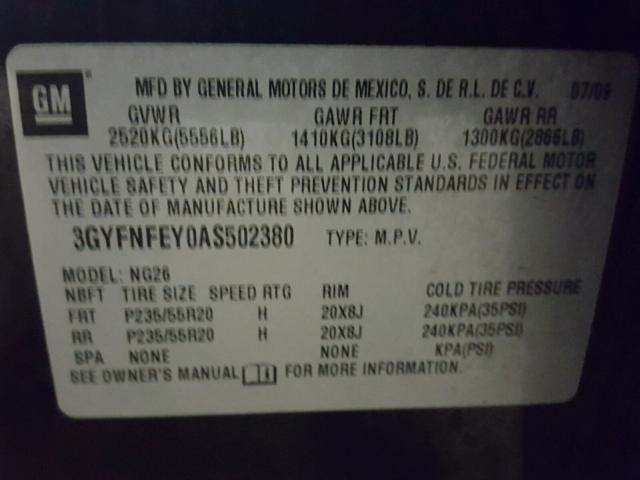 3GYFNFEY0AS502380 - 2010 CADILLAC SRX PREMIU BLACK photo 10