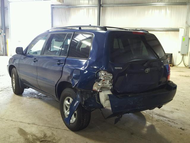 JTEGD21A730071900 - 2003 TOYOTA HIGHLANDER BLUE photo 3