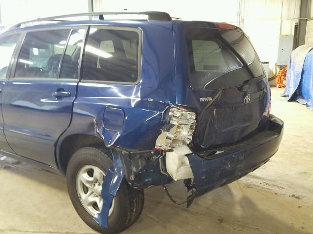 JTEGD21A730071900 - 2003 TOYOTA HIGHLANDER BLUE photo 9