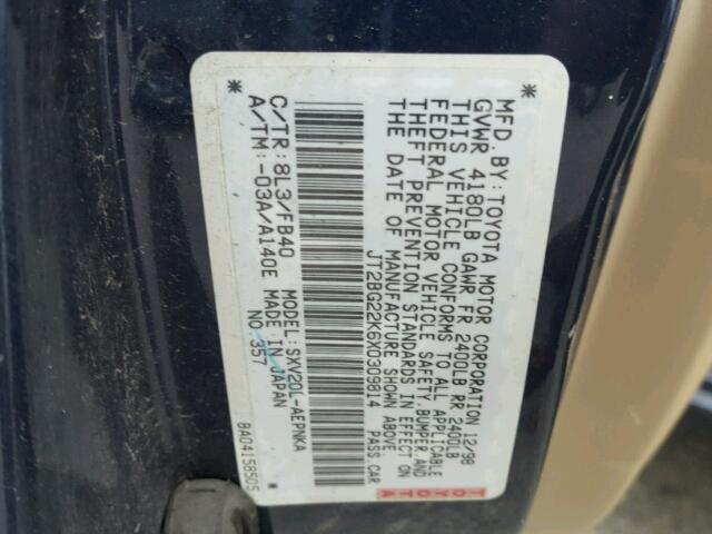 JT2BG22K6X0309814 - 1999 TOYOTA CAMRY LE ლურჯი ფოტო 10