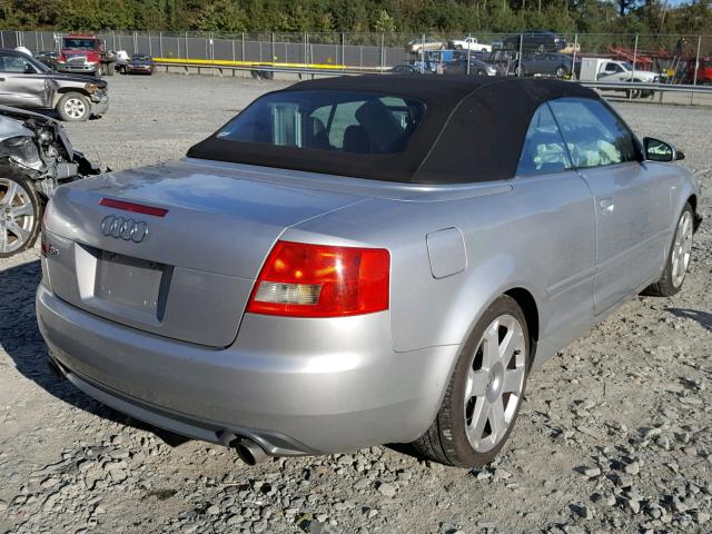 WUARL48H14K900628 - 2004 AUDI S4 QUATTRO SILVER photo 4