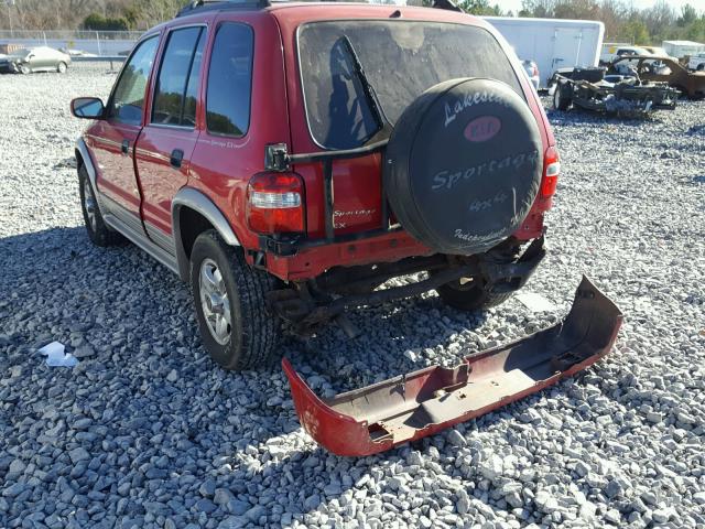 KNDJA7236Y5649849 - 2000 KIA SPORTAGE RED photo 3