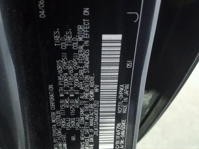 JTLKT324664081352 - 2006 SCION XB BLACK photo 10