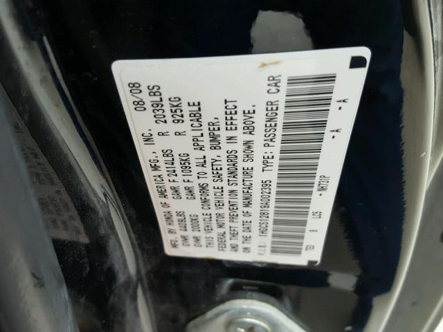 1HGCS12819A002395 - 2009 HONDA ACCORD EXL BLACK photo 10