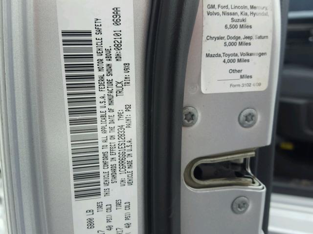 1C6RR6GG1ES128334 - 2014 RAM 1500 SLT ვერცხლისფერი ფოტო 10