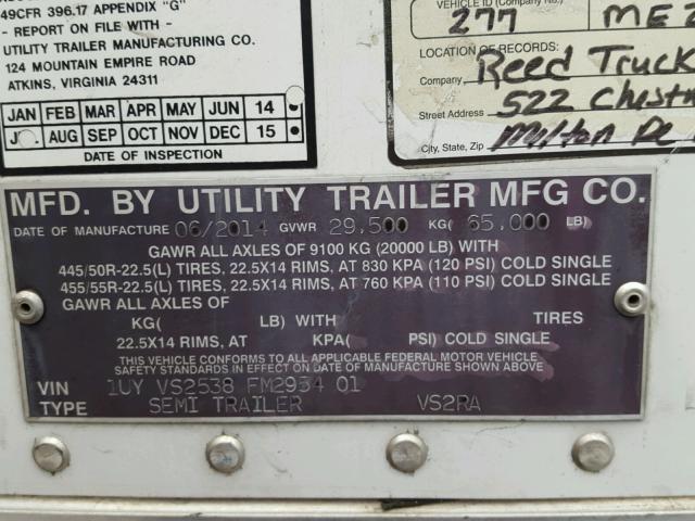 1UYVS2538FM295401 - 2015 UTILITY TRAILER WHITE photo 10