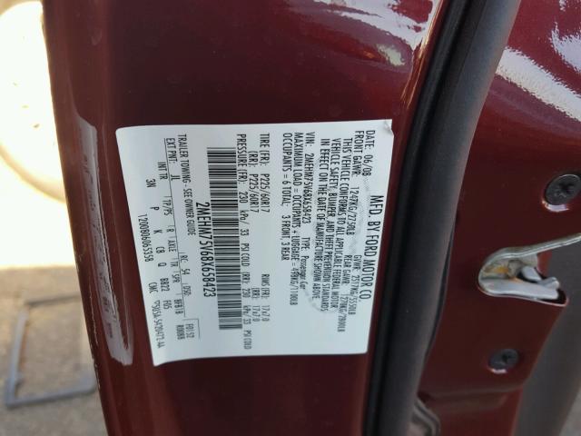 2MEHM75V68X658423 - 2008 MERCURY GRAND MARQ MAROON photo 10