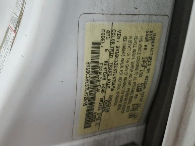 3N1BC13E57L370695 - 2007 NISSAN VERSA S WHITE photo 10