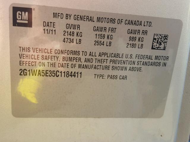 2G1WA5E35C1184411 - 2012 CHEVROLET IMPALA LS SILVER photo 10