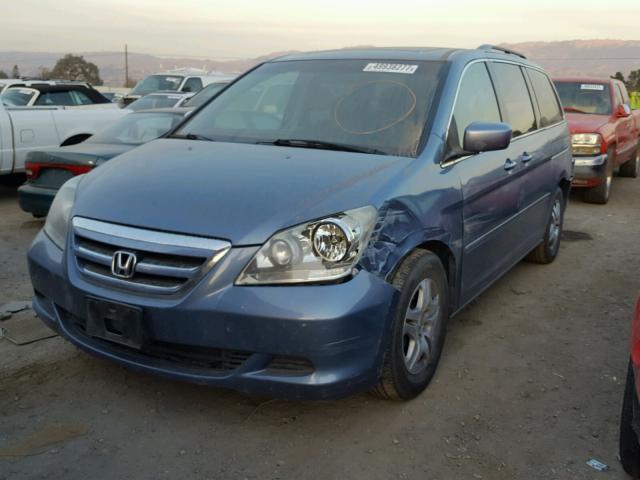 5FNRL38706B127424 - 2006 HONDA ODYSSEY EX BLUE photo 2