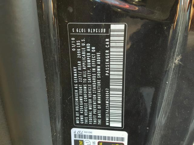 WVWED7AJ3AW268047 - 2010 VOLKSWAGEN GTI BLACK photo 10