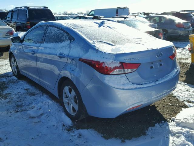 KMHDH4AE7CU443945 - 2012 HYUNDAI ELANTRA GL BLUE photo 3