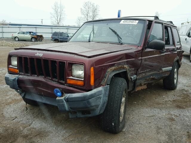 1J4FF48S3YL195599 - 2000 JEEP CHEROKEE S MAROON photo 2