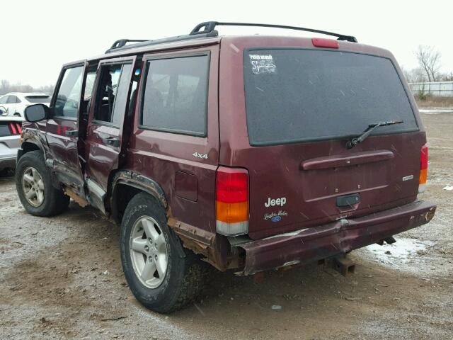 1J4FF48S3YL195599 - 2000 JEEP CHEROKEE S MAROON photo 3