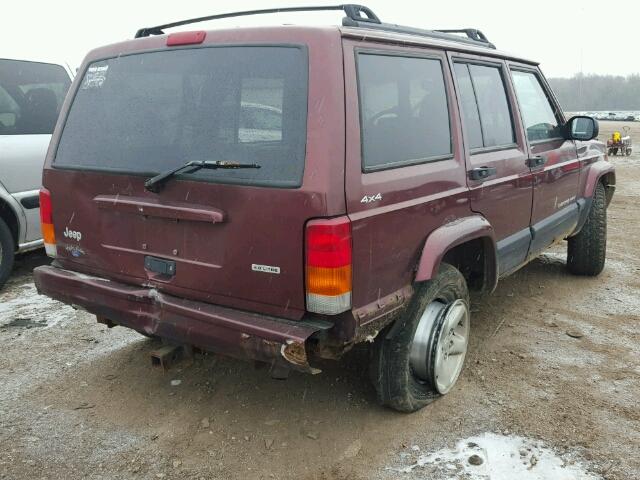 1J4FF48S3YL195599 - 2000 JEEP CHEROKEE S MAROON photo 4