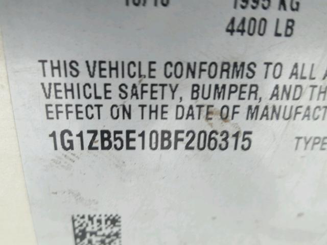 1G1ZB5E10BF206315 - 2011 CHEVROLET MALIBU LS GOLD photo 10