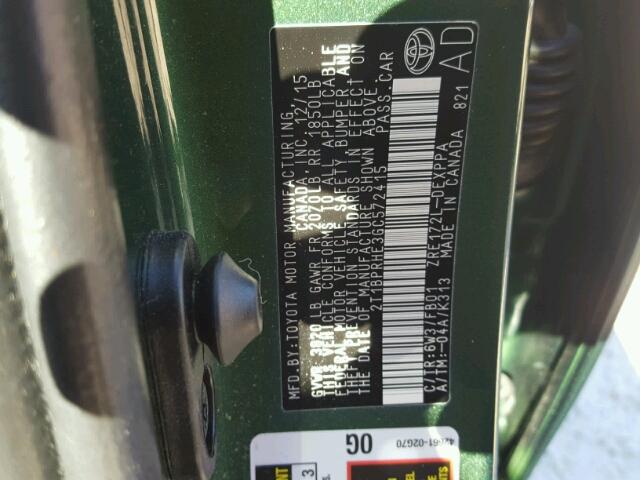 2T1BPRHE3GC572415 - 2016 TOYOTA COROLLA EC 绿色 照片 10