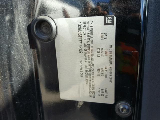 1G2AL15F177158139 - 2007 PONTIAC G5 BLACK photo 10