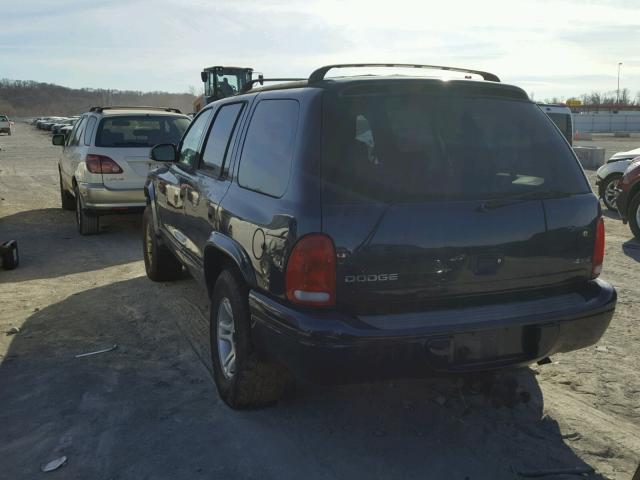 1B4HS28N91F557462 - 2001 DODGE DURANGO BLUE photo 3