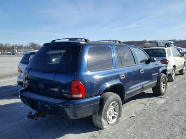 1B4HS28N91F557462 - 2001 DODGE DURANGO BLUE photo 4