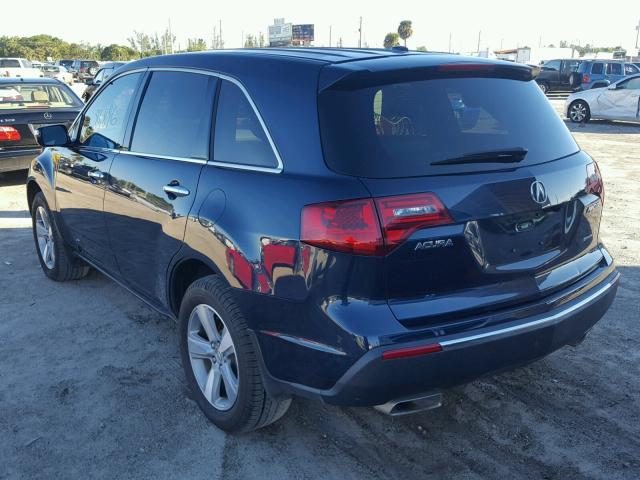 2HNYD2H33CH515215 - 2012 ACURA MDX TECHNO BLUE photo 3