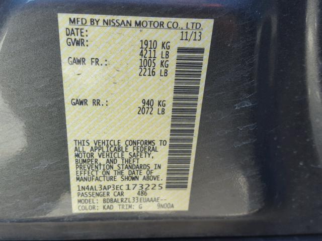 1N4AL3AP3EC173225 - 2014 NISSAN ALTIMA GRAY photo 10