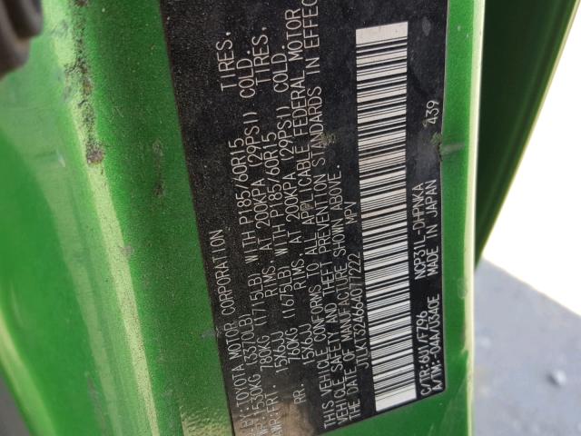 JTLKT324664077222 - 2006 TOYOTA SCION XB Yaşıl foto 10