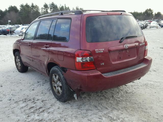 JTEDP21A450063251 - 2005 TOYOTA HIGHLANDER MAROON photo 3