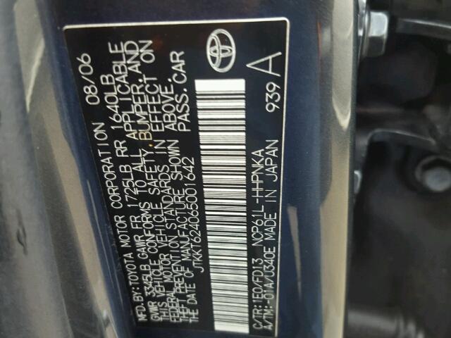 JTKKT624065001642 - 2006 TOYOTA SCION XA CHARCOAL photo 10