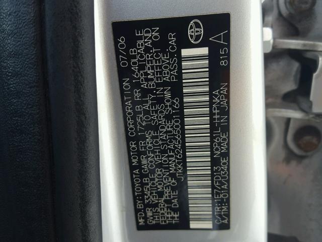 JTKKT624565001166 - 2006 TOYOTA SCION XA SILVER photo 10