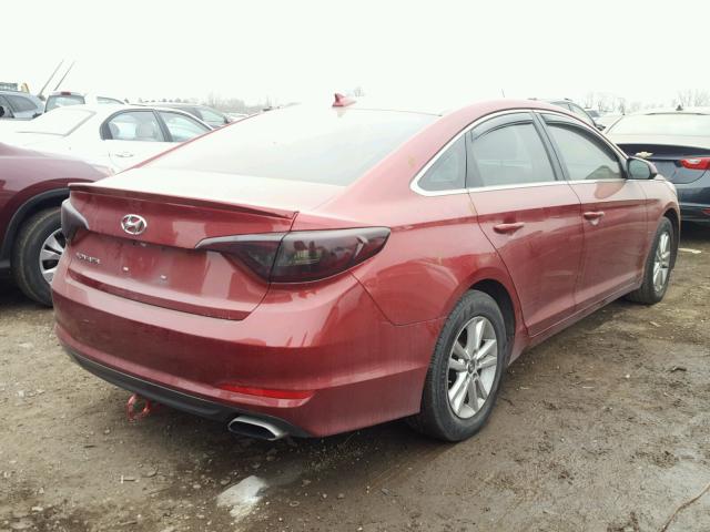 5NPE24AF1GH271642 - 2016 HYUNDAI SONATA SE RED photo 4