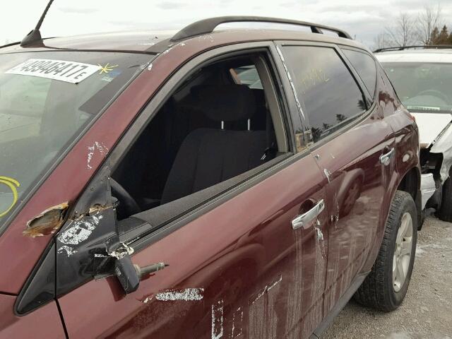 JN8AZ08W35W427460 - 2005 NISSAN MURANO SL BURGUNDY photo 9