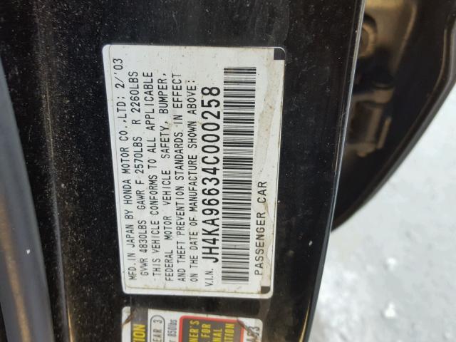 JH4KA96634C000258 - 2004 ACURA 3.5RL BLACK photo 10