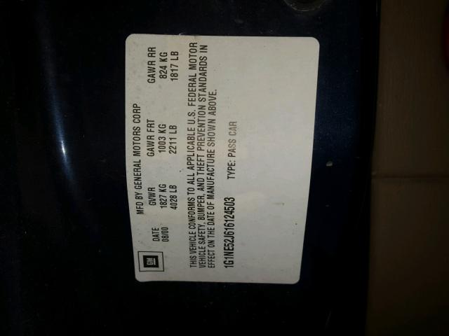 1G1NE52J616124503 - 2001 CHEVROLET MALIBU LS ლურჯი ფოტო 10