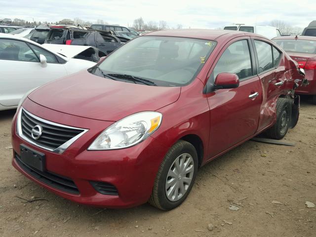 3N1CN7AP2CL825938 - 2012 NISSAN VERSA S RED photo 2