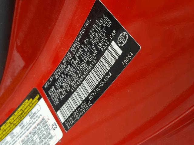 4T1FA38P46U066137 - 2006 TOYOTA CAMRY SOLA RED photo 10