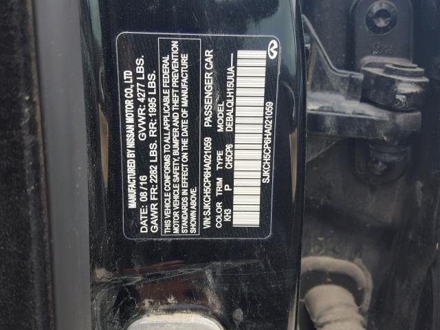 SJKCH5CP6HA021059 - 2017 INFINITI QX30 BASE BLACK photo 10