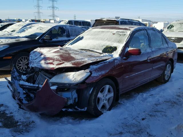 2HGES26775H511502 - 2005 HONDA CIVIC EX MAROON photo 2