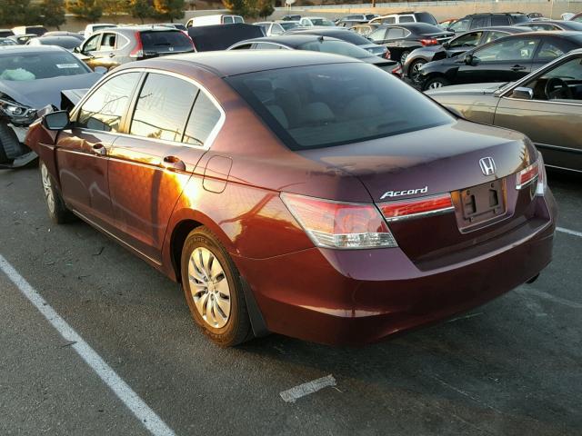 1HGCP2F3XCA240579 - 2012 HONDA ACCORD LX MAROON photo 3