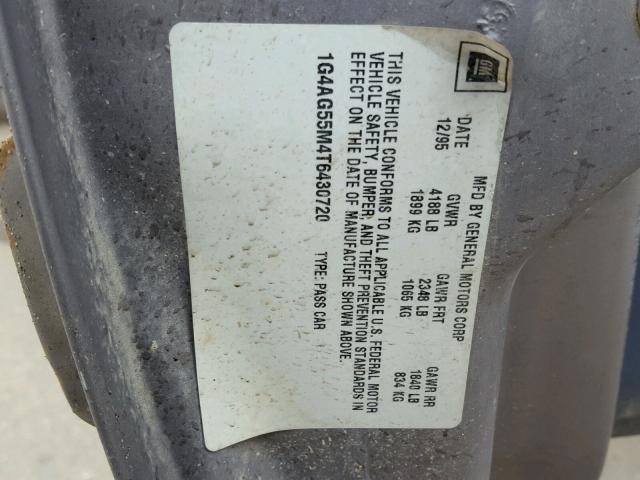 1G4AG55M4T6430720 - 1996 BUICK CENTURY SP GRAY photo 10