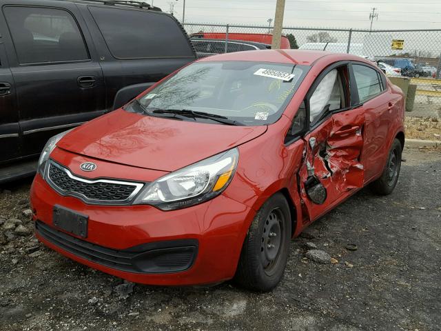 KNADN4A31C6077140 - 2012 KIA RIO EX RED photo 2