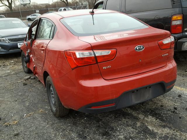 KNADN4A31C6077140 - 2012 KIA RIO EX RED photo 3